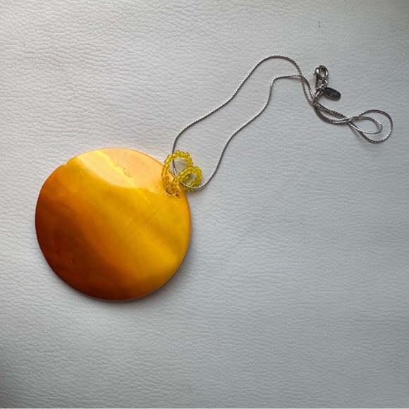 925 Chain Mother of Pearl Large Pandantiv 925 Stearling Silver Chain - Picture 9 of 14